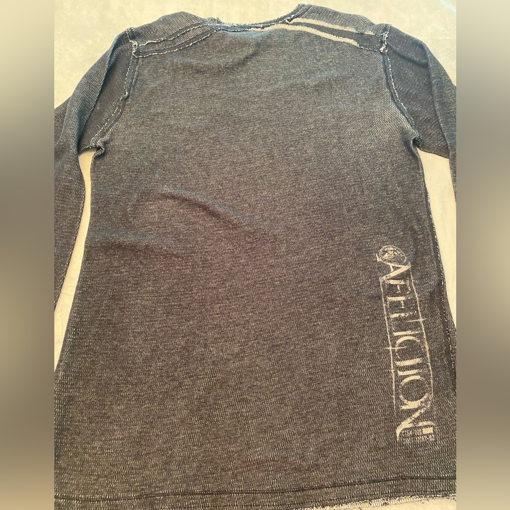 Affliction Mens Distressed Grunge Sweater- 2XL Reversible Dark vs Light Gray